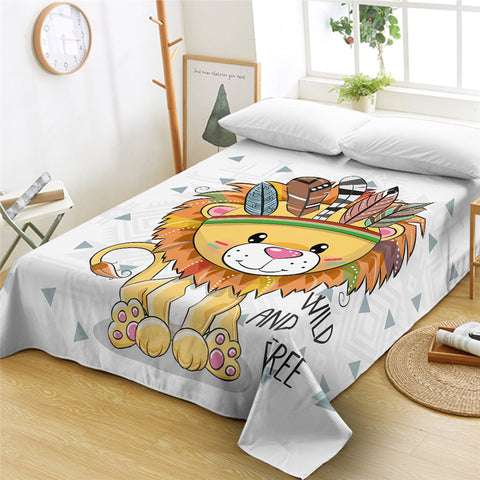 Image of Cute Tribal Lion Flat Sheet - Beddingify