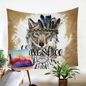 Brave&Free Warchief Wolf Tapestry - Beddingify