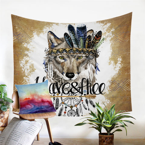 Image of Brave&Free Warchief Wolf Tapestry - Beddingify