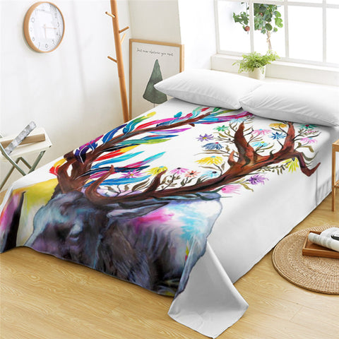 Image of Colorful Antler Flat Sheet - Beddingify