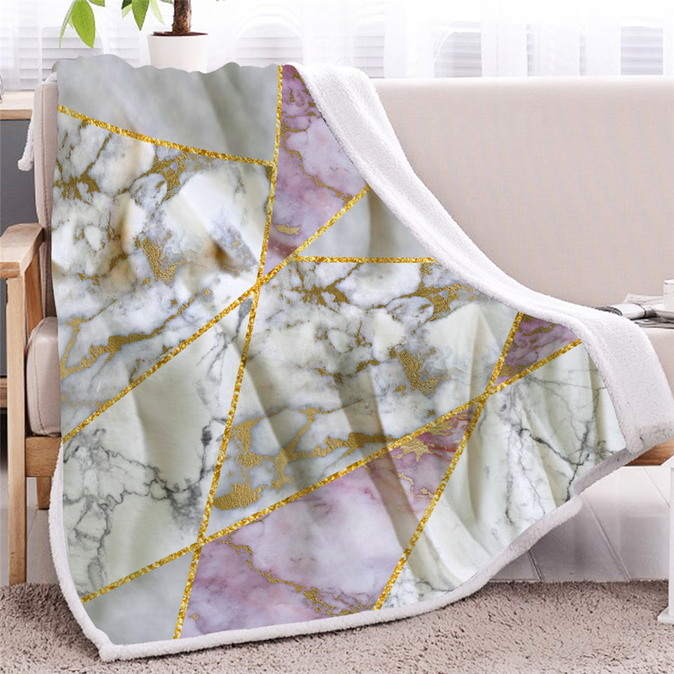 Marble Themed Sherpa Fleece Blanket - Beddingify