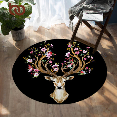 Image of Antler Of Life Black Roung Rug