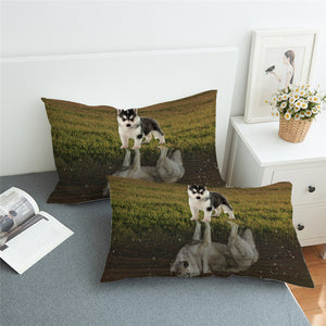 Baby Husky Reflection Pillowcase