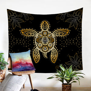 Golden Line Turtle Tapestry - Beddingify