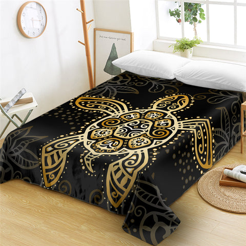 Image of Gold Lined Turtle Flat Sheet - Beddingify