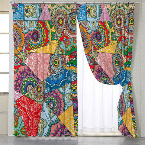 Image of Stylized Mandala Themed 2 Panel Curtains