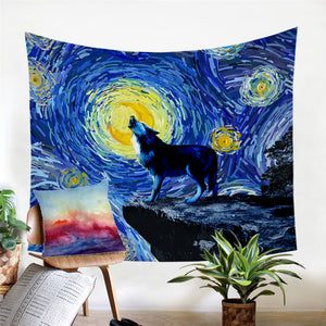Wolfhowl Starry Night Tapestry - Beddingify