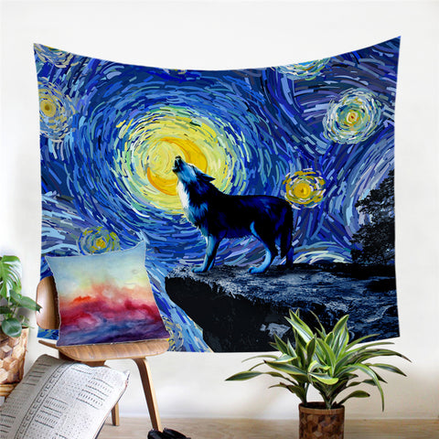 Image of Wolfhowl Starry Night Tapestry - Beddingify
