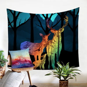 Deer Family Silhouette Tapestry - Beddingify