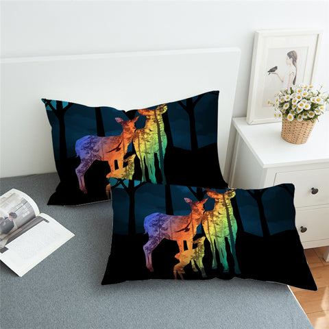 Image of Deer Family Silhouette Pillowcase