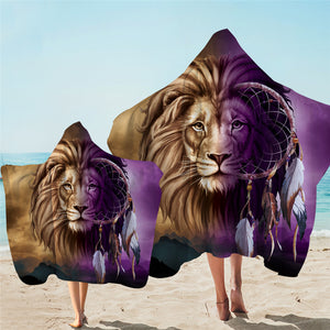 3D Contrast Lion Hooded Towel