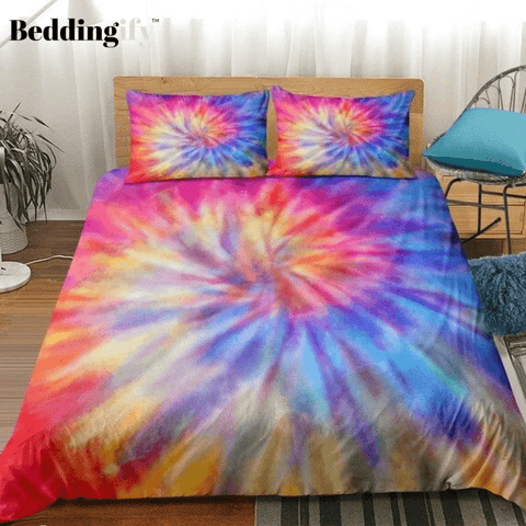 Image of Splashing Watercolor Dreamy Tie-dyed Bedding Set - Beddingify