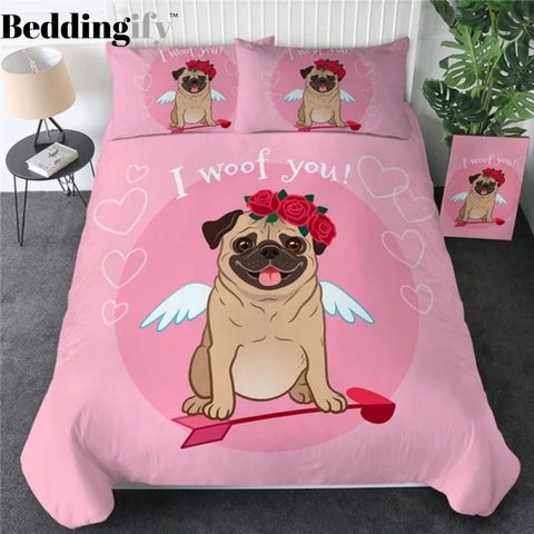 Image of Beloved  Pug Comforter Set - Beddingify