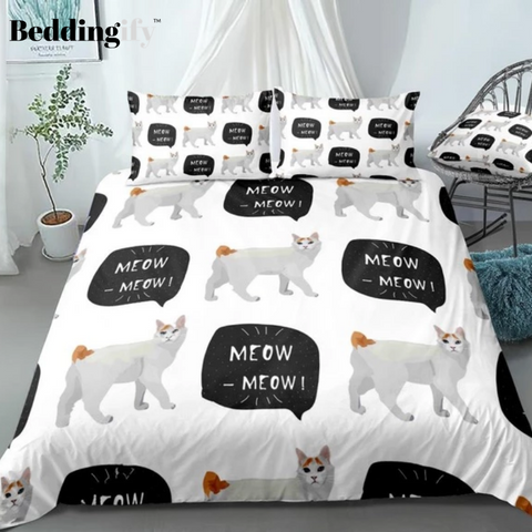 Image of Bobtail White Cats Bedding Set - Beddingify