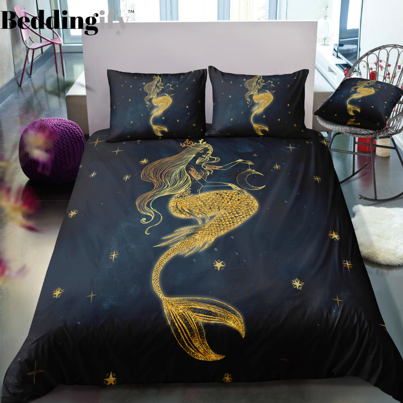 Mermaid In Night Bedding Set - Beddingify