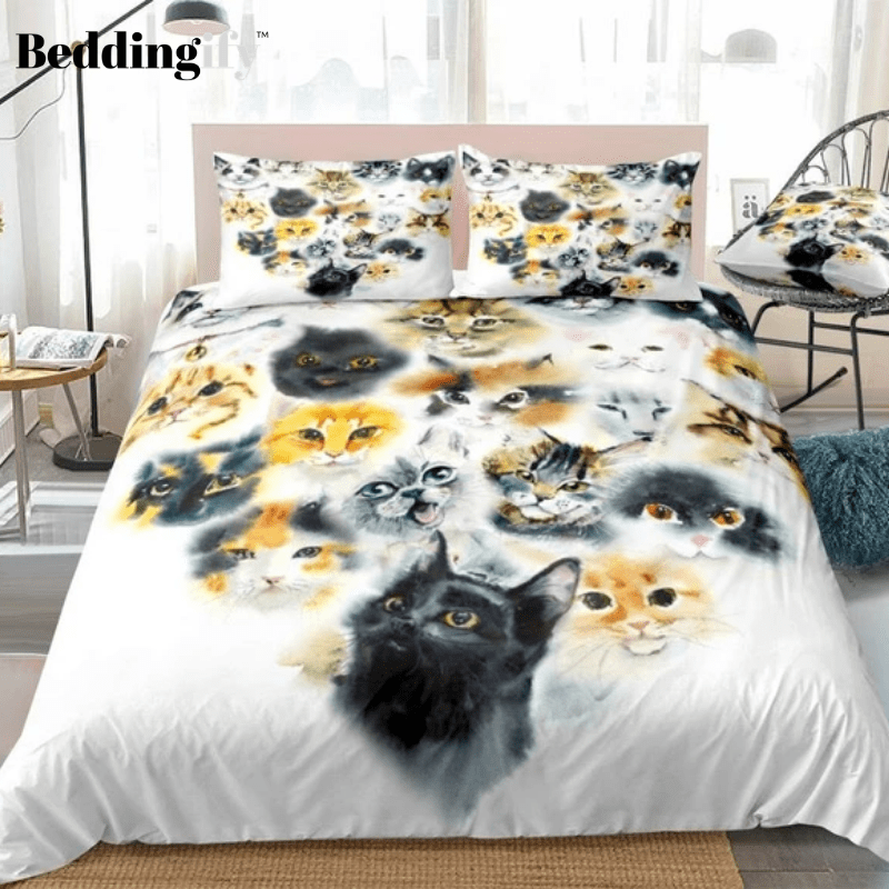 Watercolor Lovely Cats Bedding Set - Beddingify