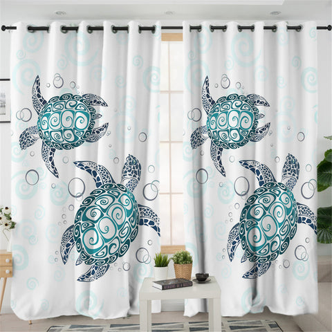 Image of Sea Turtle 2 Panel Curtains
