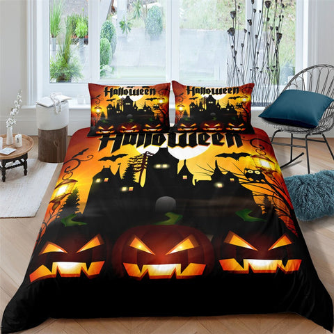 Image of Dark Halloween Pumpskin Bedding Set