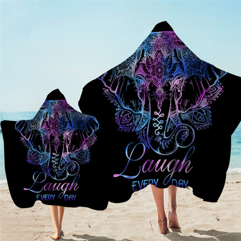 Image of Laugh Every Day Elephant Hooded Towel