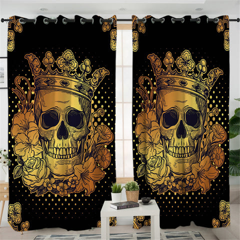 Image of Gold Skull Crown SCU0117982207 2 Panel Curtains