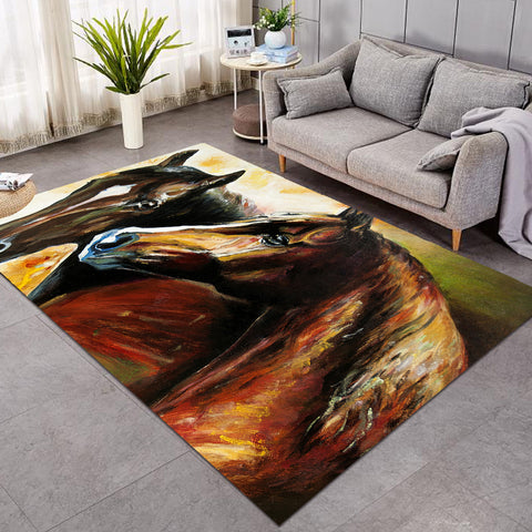 Image of Oilpainted Horse Couple SW1103 Rug