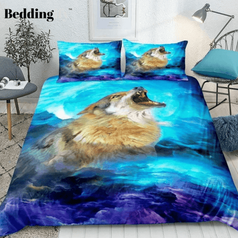 Image of Teen Blue Purple Wolf Bedding Set - Beddingify