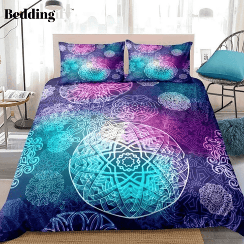 Image of Mandala Decorative Pattern Blue Purple Bedding Set - Beddingify