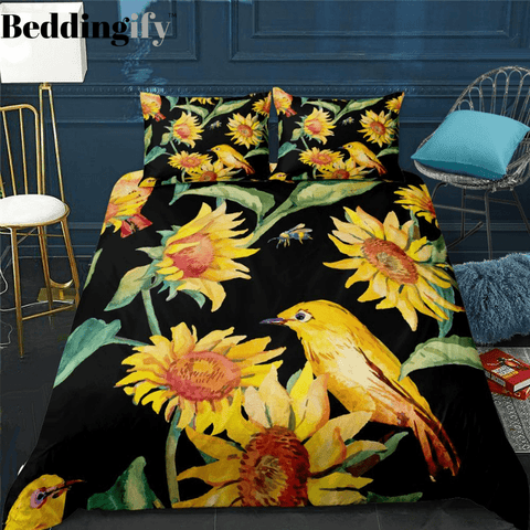 Image of Bird and Sunflower Bedding Set - Beddingify