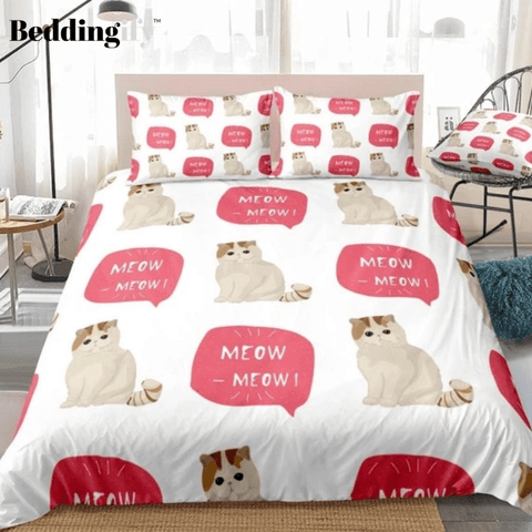 Image of Adorable Meow Cat Bedding Set - Beddingify