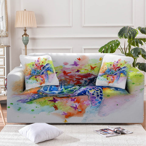 Image of Sea Turtle Splash Sofa Cover - Beddingify