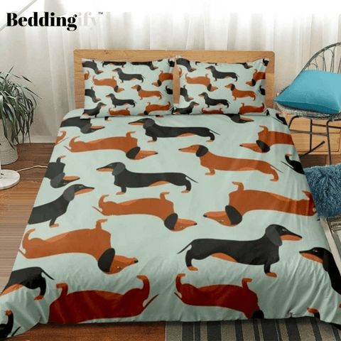 Image of Cute Sausage Dog Comforter Set - Beddingify