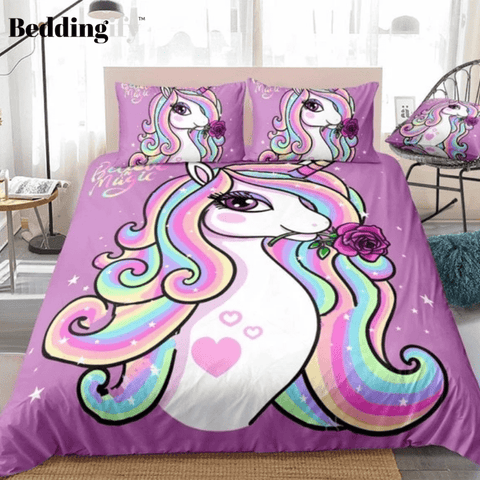 Image of Unicorn with Rose Bedding Set - Beddingify