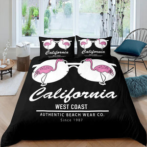 California - Pink Flamingos Bedding Set
