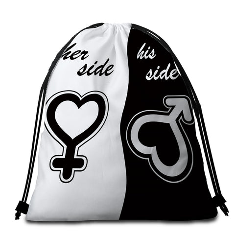Image of His Side Her Side Round Beach Towel Set - Beddingify