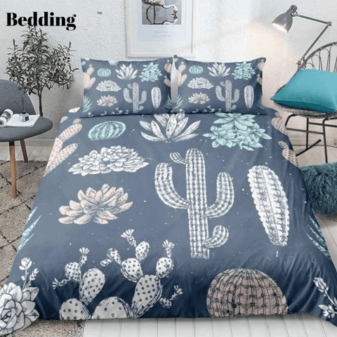 Image of Cartoon Tropical Cactus Bedding Set - Beddingify