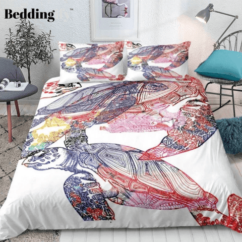 Image of Colourful Sea Turtle Bedding Set - Beddingify