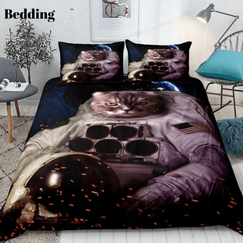 Image of 3D Astronaut Cat Bedding Set - Beddingify