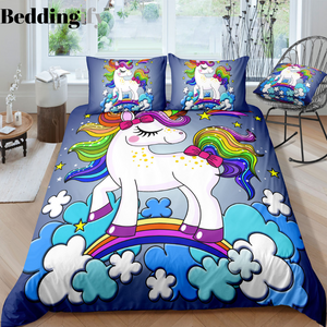 Blue Unicorn and Rainbow Bedding Set - Beddingify