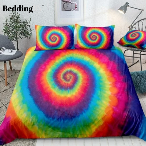 Hippie Rainbow Tie Dye Bedding Set - Beddingify