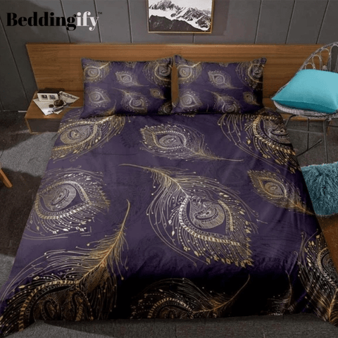Image of Bohemian Retro Feathers Print Bedding Set - Beddingify