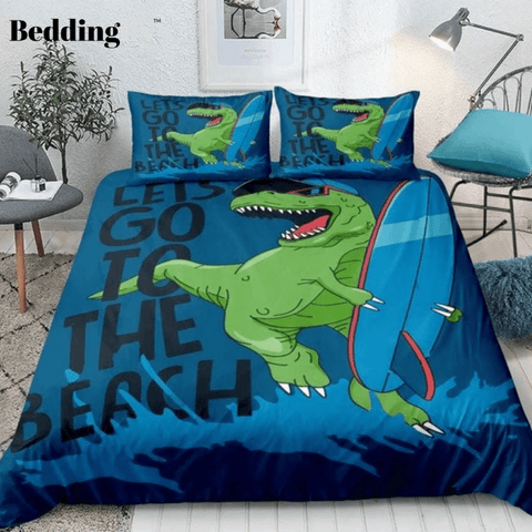 Image of Dinosaur Surfing Bedding Set - Beddingify