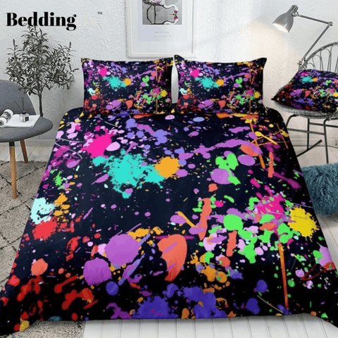 Image of Colorful Splash Abstract Art Comforter Set - Beddingify