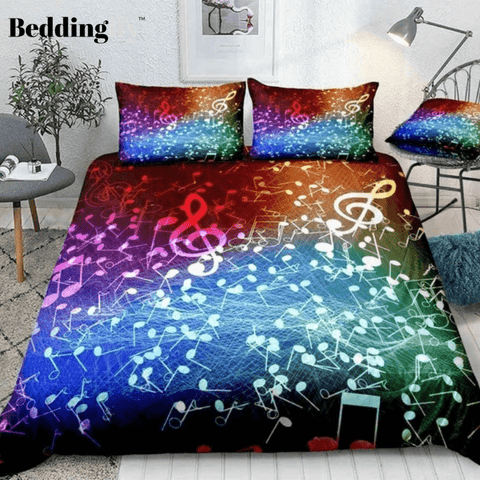 Image of Rainbow Music Notes Bedding Set - Beddingify