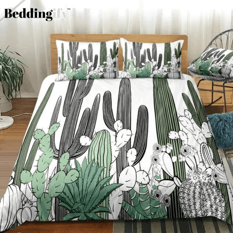 Image of Cactus with Floral Bedding Set - Beddingify