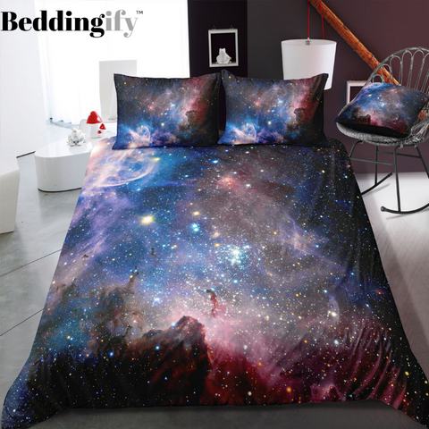 Image of Black Purple Galaxy Bedding Set - Beddingify