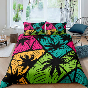 Colorful Coconut Trees Bedding Set