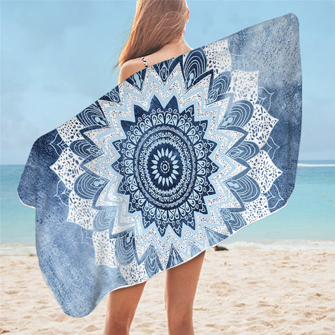 Image of Icy Mandala Wheel Bath Towel