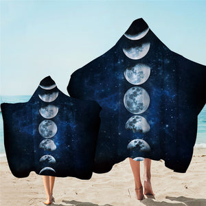 Moon Phases Space Hooded Towel