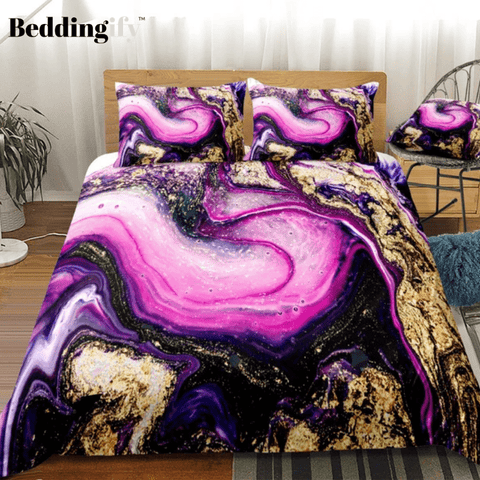 Image of Pink Purple Tie Dyed Comforter Set - Beddingify