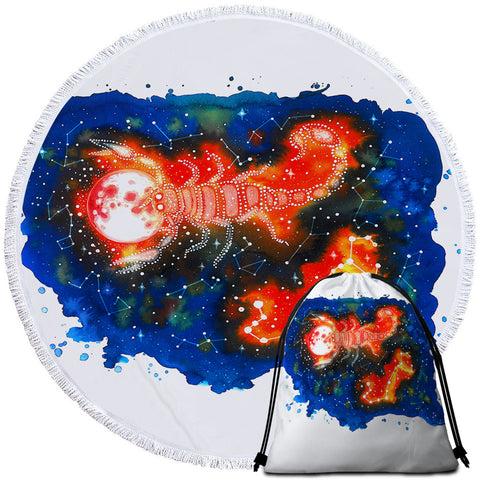 Image of Scorpio Constellation Round Beach Towel Set - Beddingify
